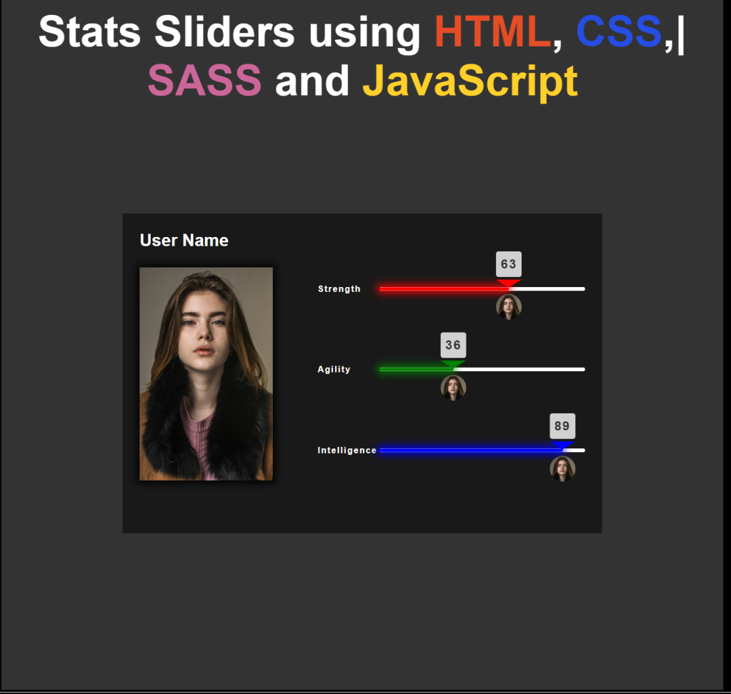 Stats Range Slider using HTML CSS SASS and JavaScript